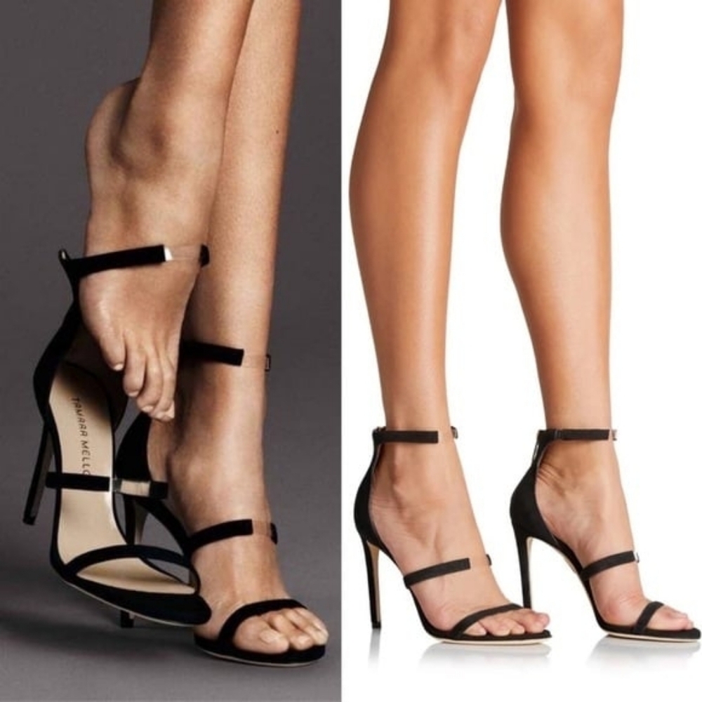 Tamara Mellon Elegant Black Strappy Heels